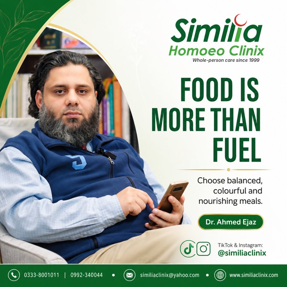 Wellness post by Dr. Ahmed Ejaz: Food is more than fuel. Choose balanced, colourful and nourishing meals.